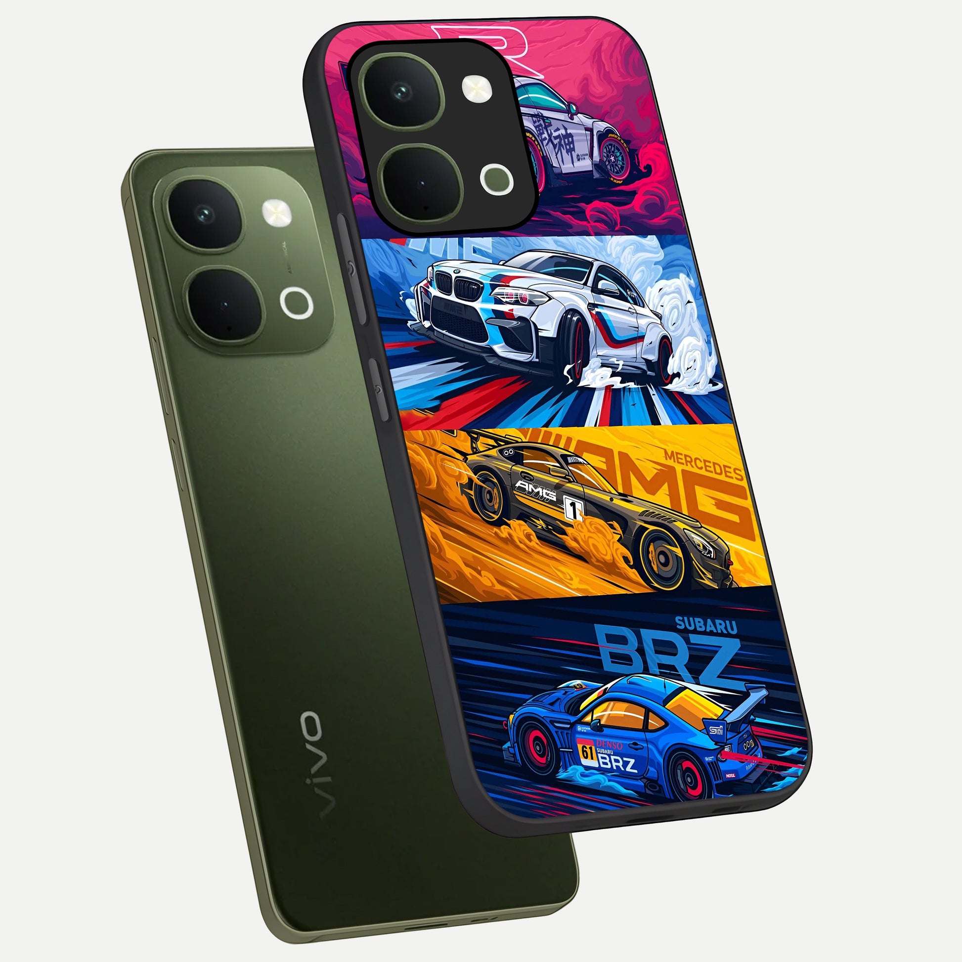 JDM Sports Car Glass Case displayed in angled mockup highlighting sleek Japanese racing car design with automotive aesthetic.