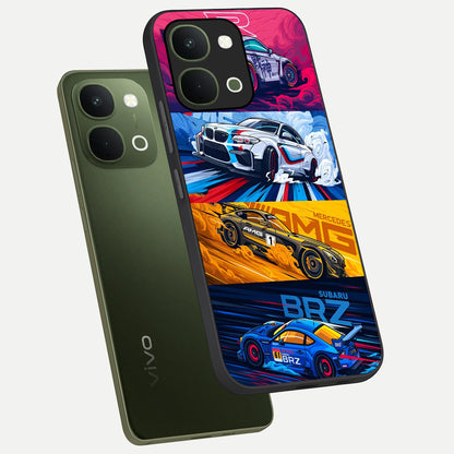 JDM Sports Car Glass Case displayed in angled mockup highlighting sleek Japanese racing car design with automotive aesthetic.