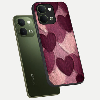 Layered Paper Hearts Glass Case displayed in angled mockup highlighting creative paper craft heart design with romantic aesthetic.