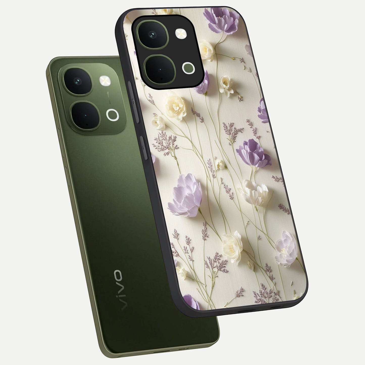 Lilac Breeze Harmony Glass Case displayed in angled mockup highlighting calm lilac breeze design with soothing aesthetic style.