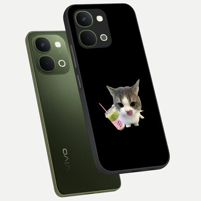 Matcha Cat Style Glass Case displayed in angled mockup highlighting playful feline design with pastel matcha aesthetic.