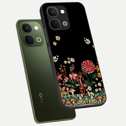 Midnight Bloom Pattern Glass Case displayed in angled mockup highlighting elegant flower design with midnight aesthetic style.