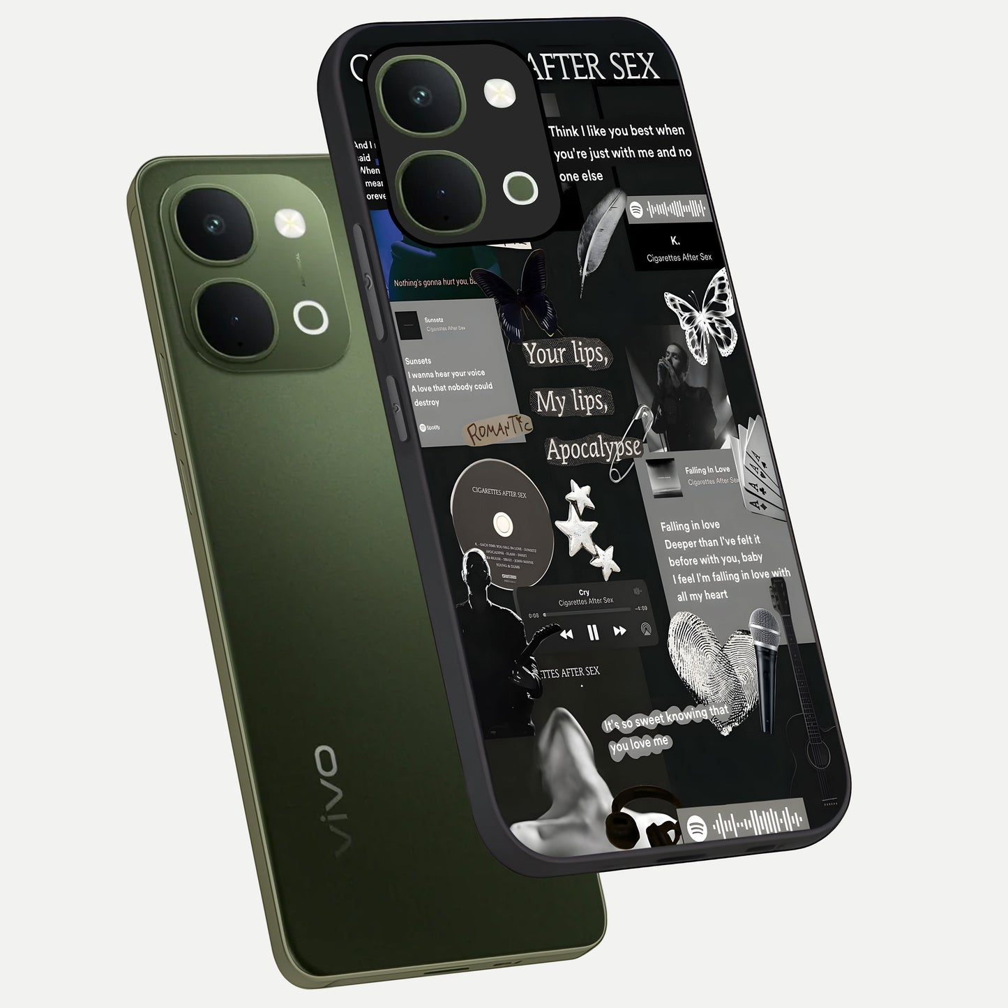 Midnight Love Echo Glass Case displayed in angled mockup highlighting elegant love inspired design with deep aesthetic style.
