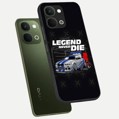 Midnight Racing Legacy Glass Case displayed in angled mockup highlighting dynamic automotive design with bold midnight aesthetic.