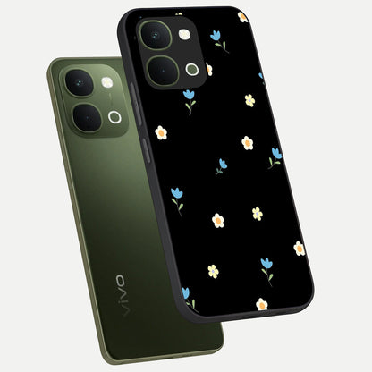 Minimal Petal Whispers Glass Case displayed in angled mockup highlighting delicate petal design with clean minimal aesthetic.