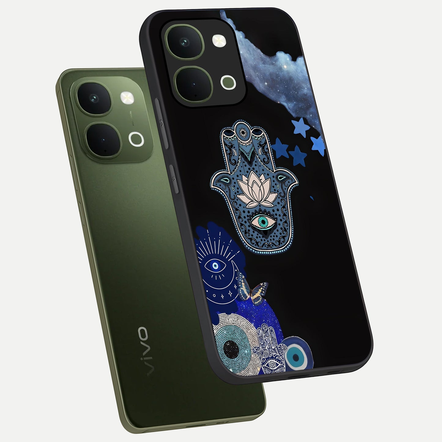Mystic Hand Aura Glass Case displayed in angled mockup highlighting magical aura design with spiritual aesthetic style.