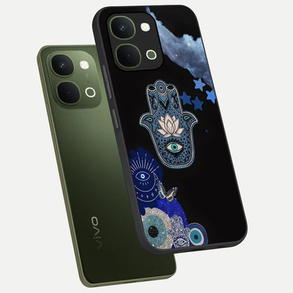 Mystic Hand Aura Glass Case displayed in angled mockup highlighting magical aura design with spiritual aesthetic style.