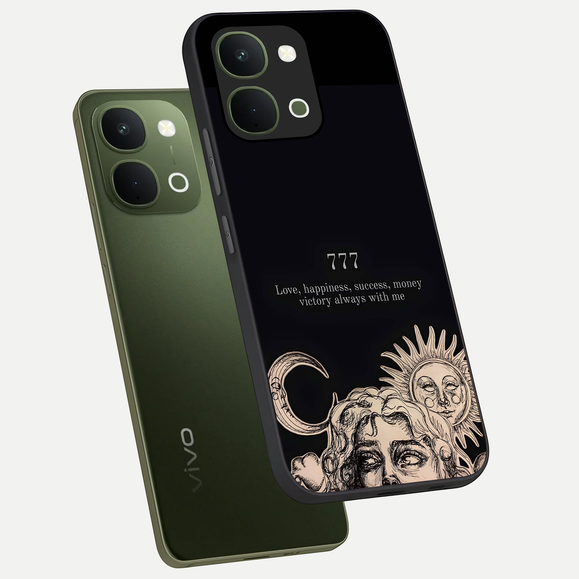 Mystic Victory Aura Glass Case displayed in angled mockup highlighting energetic aura design with bold mystical aesthetic.
