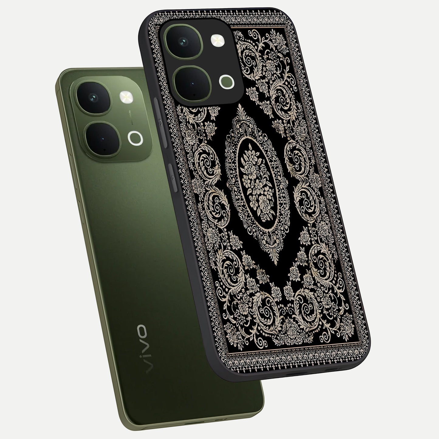 Noir Bloom Elegance Glass Case displayed in angled mockup highlighting refined flower design with stylish noir aesthetic.