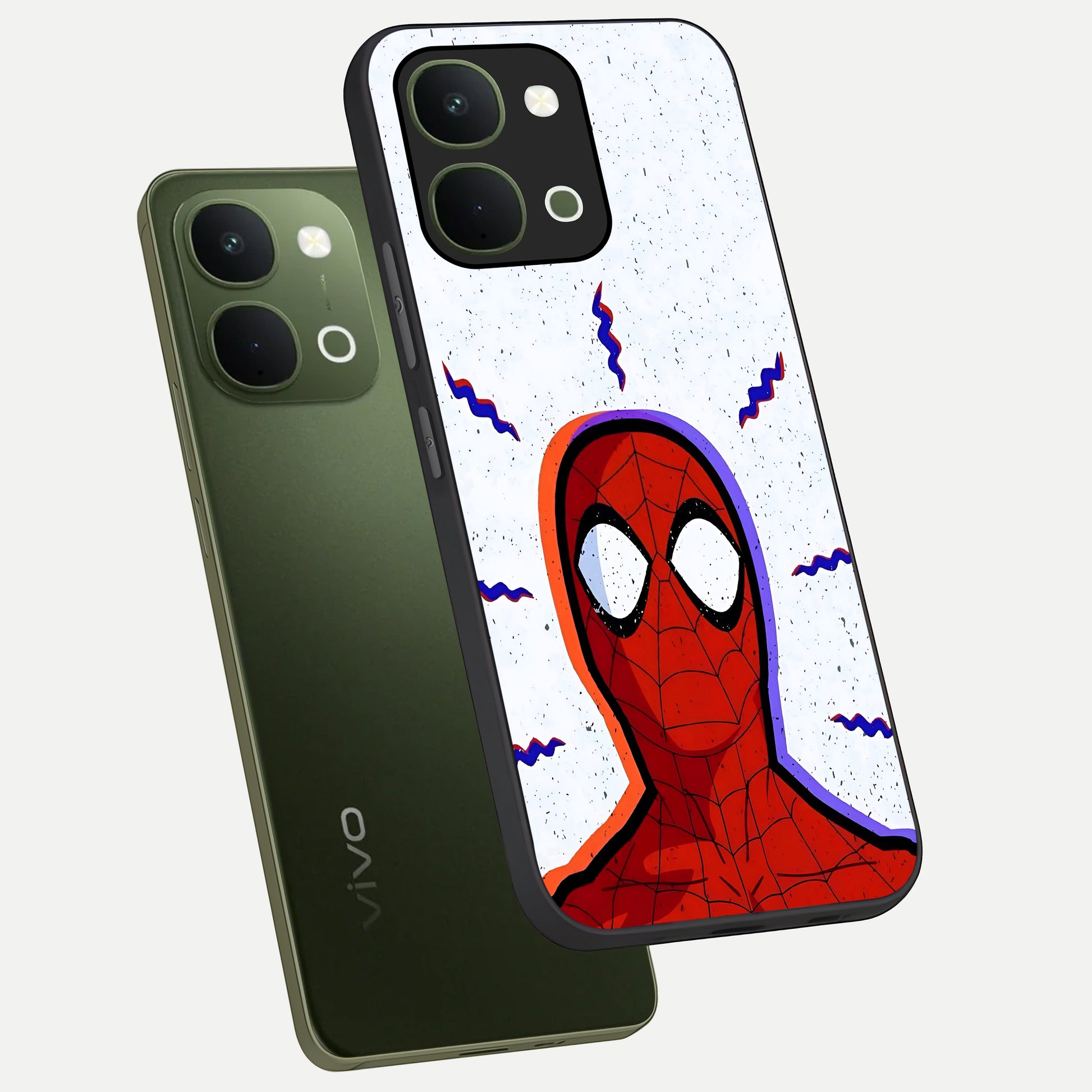 Omg Spiderman Glass Case displayed in angled mockup highlighting dynamic hero illustration with action comic aesthetic.