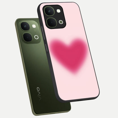 Pink Aura Heart Glass Case displayed in angled mockup highlighting vibrant pink heart design with dreamy aura aesthetic.