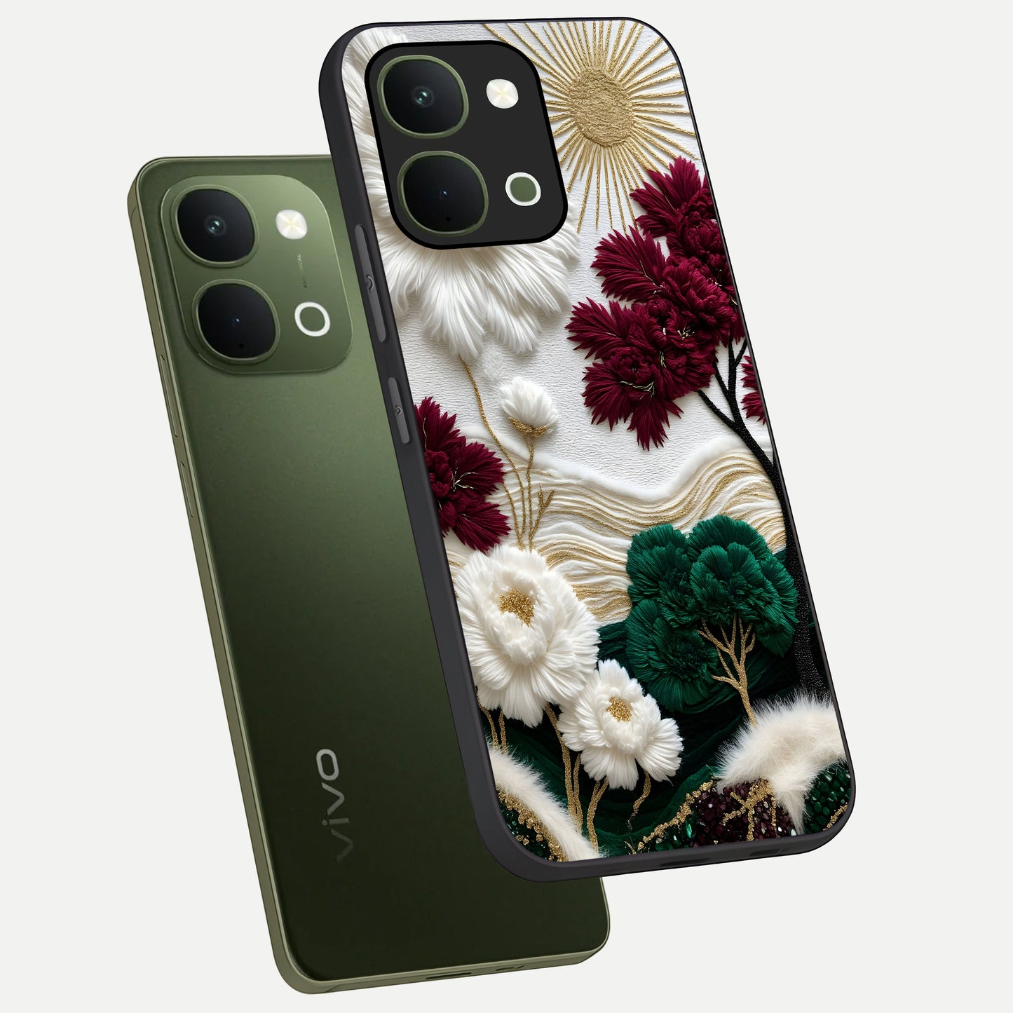 Radiant Bloom Elegance Glass Case displayed in angled mockup highlighting graceful floral design with radiant aesthetic style.