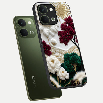 Radiant Bloom Elegance Glass Case displayed in angled mockup highlighting graceful floral design with radiant aesthetic style.