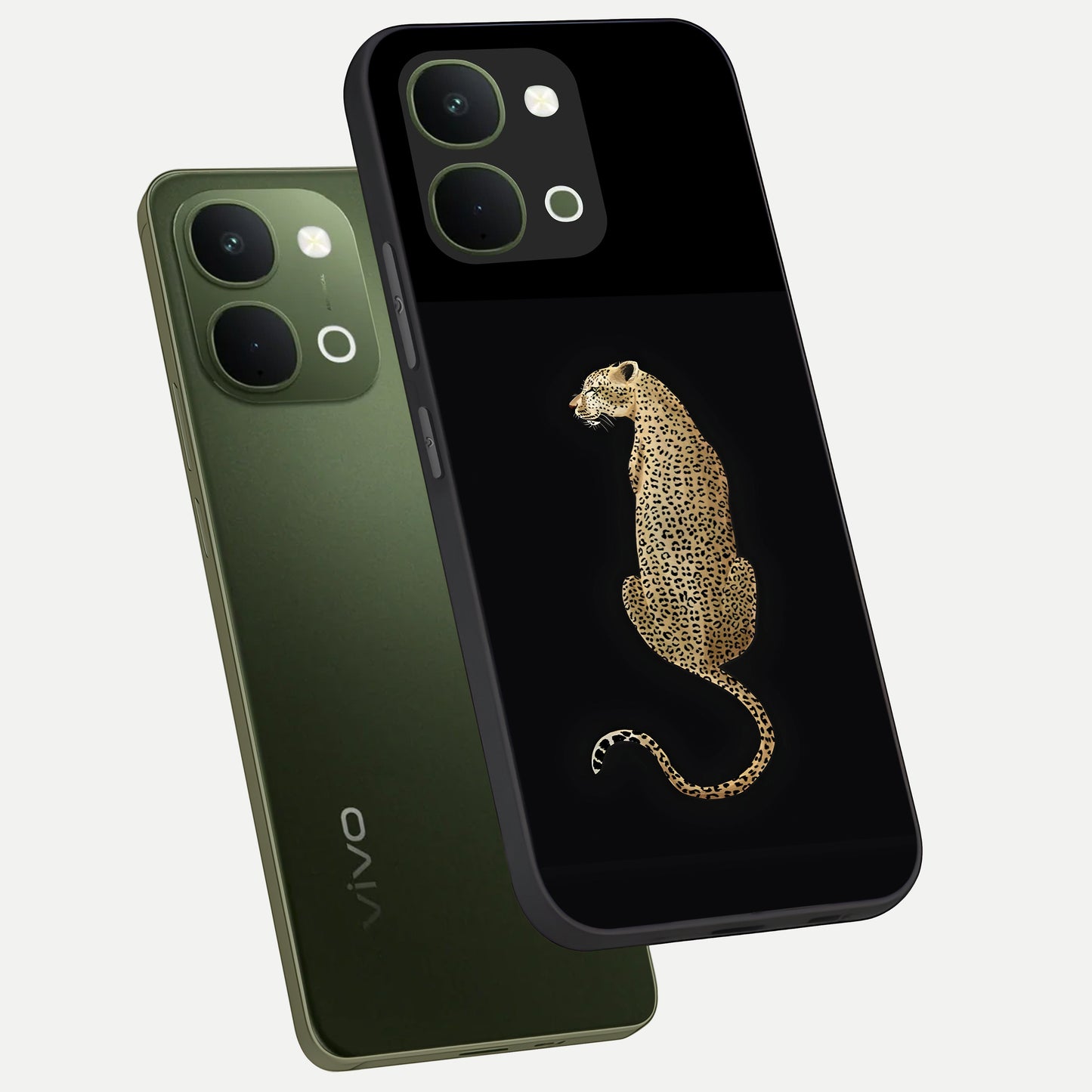 Regal Leopard Glass Case displayed in angled mockup highlighting powerful animal illustration with stylish wild aesthetic.