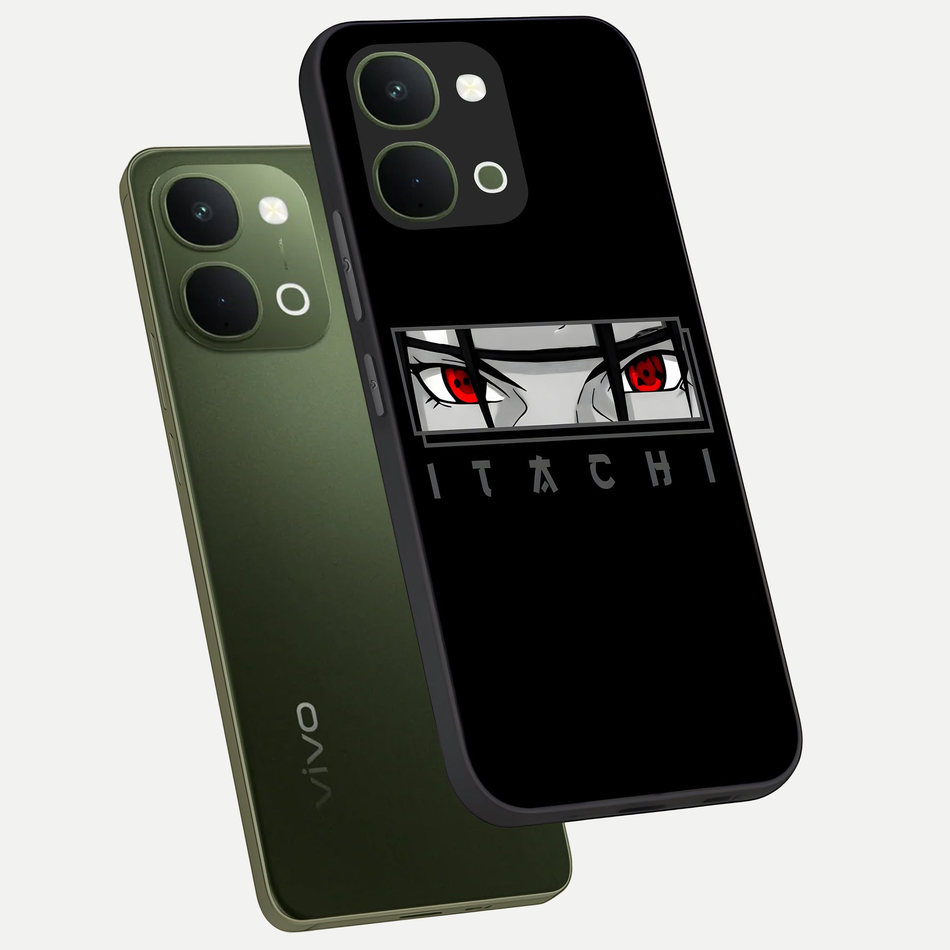 Scarlet Gaze Dominance Glass Case displayed in angled mockup highlighting intense visual design with bold scarlet aesthetic.