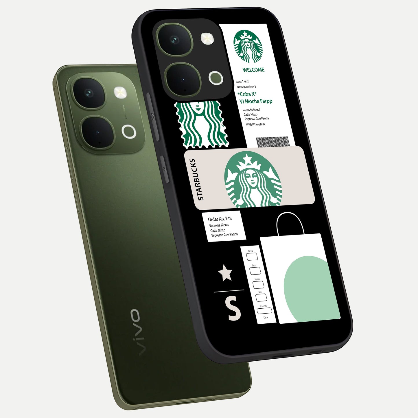 Starbucks Mocha Glass Case displayed in angled mockup highlighting stylish mocha themed design with cozy café aesthetic.