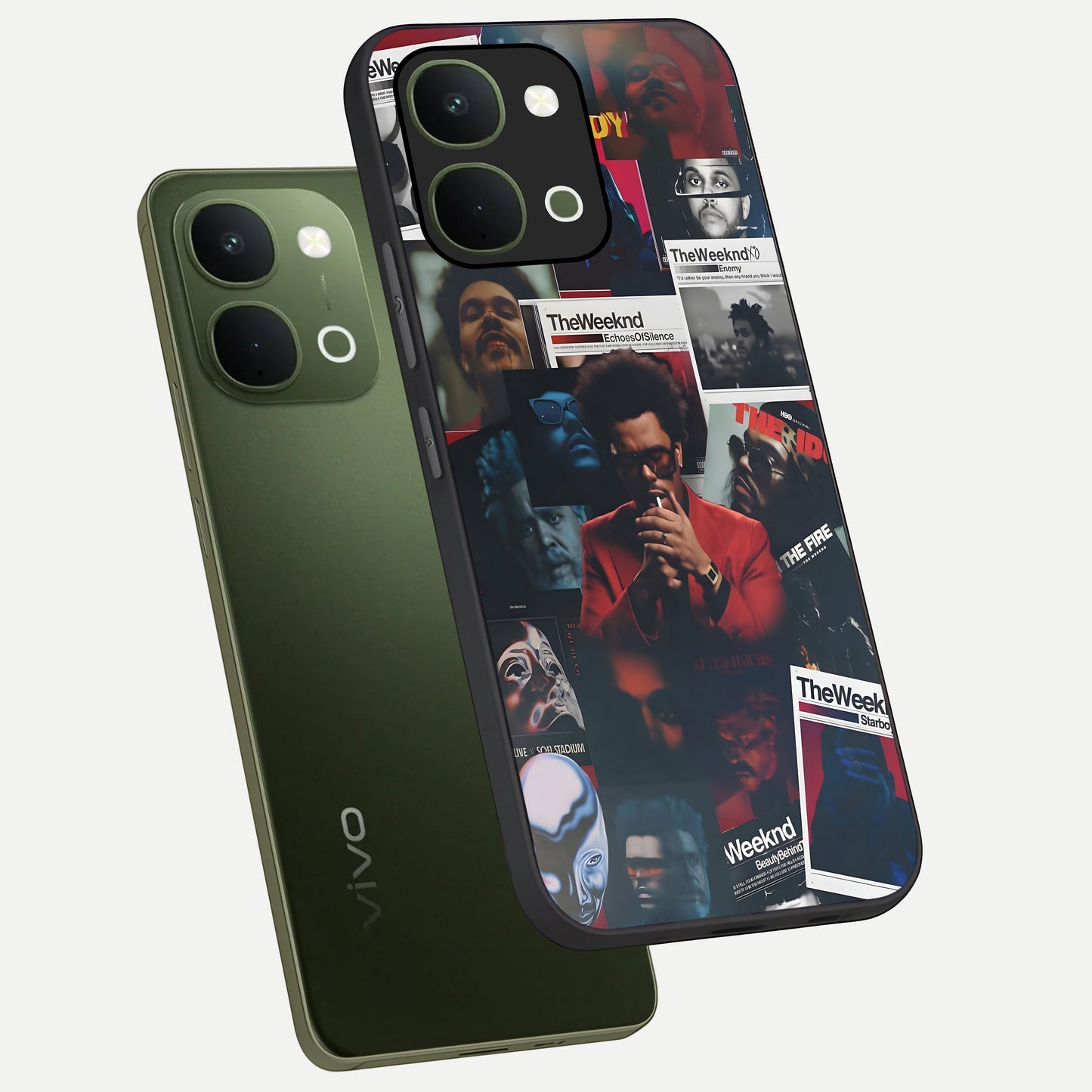 The Weeknd Glass Case displayed in angled mockup highlighting stylish pop culture inspired design with modern aesthetic.