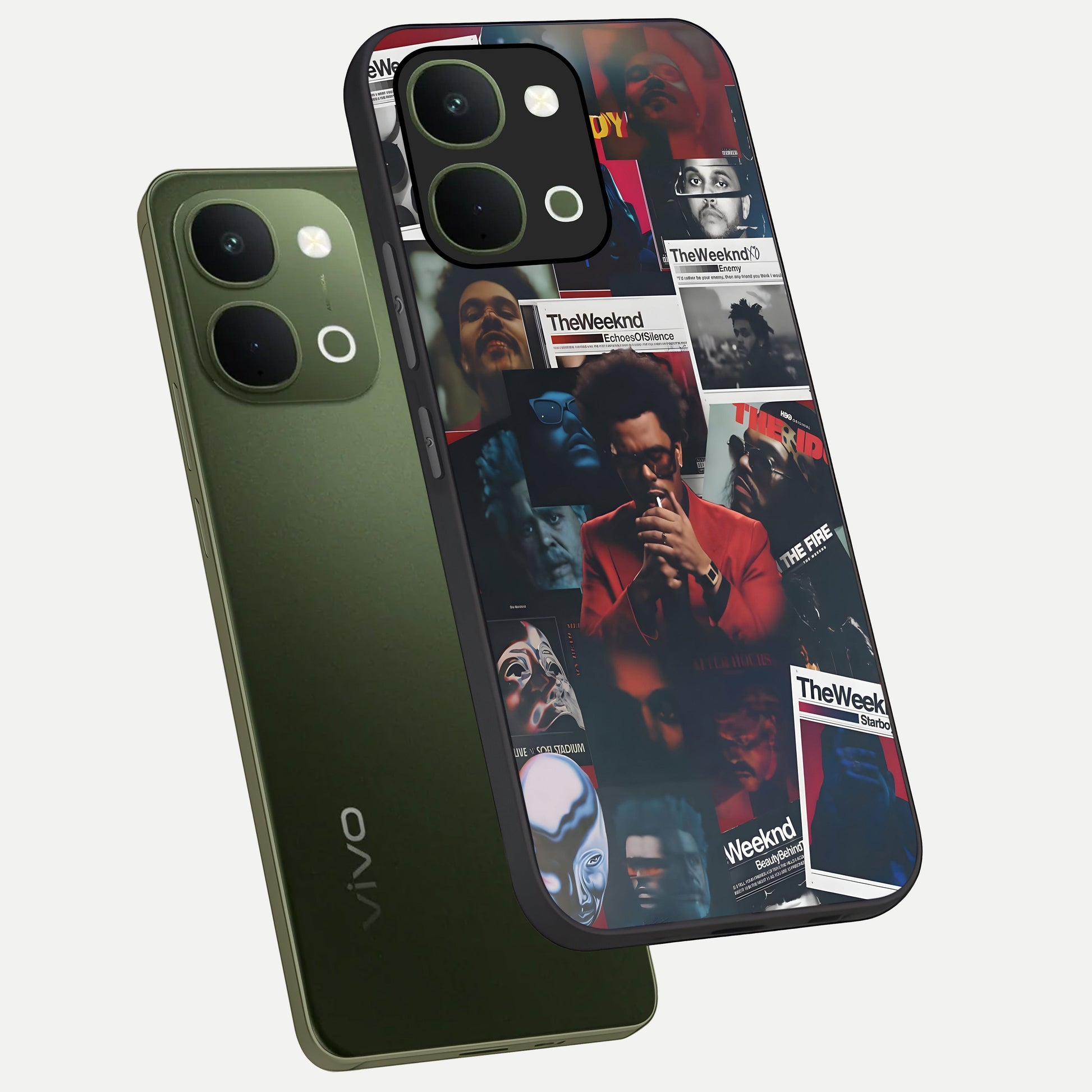 The Weeknd Glass Case displayed in angled mockup highlighting stylish pop culture inspired design with modern aesthetic.