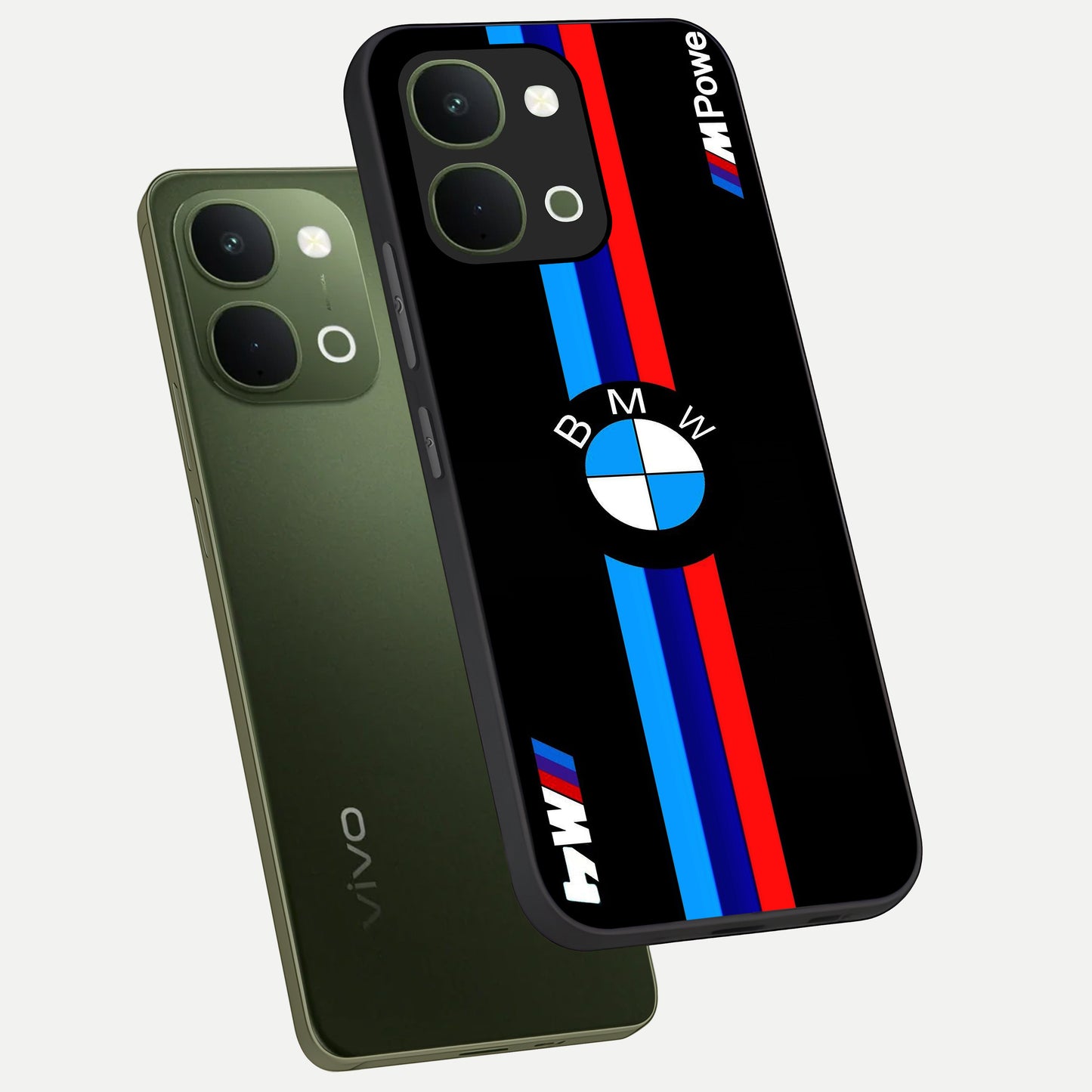Turbo BMW Beast Glass Case displayed in angled mockup highlighting sleek racing car design with bold automotive aesthetic.