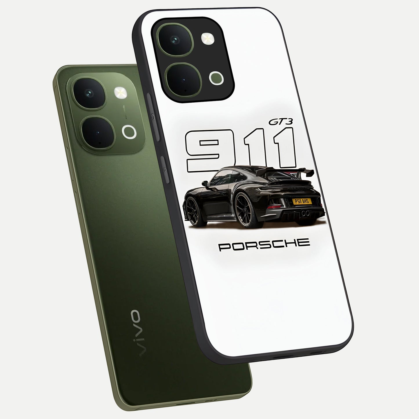 Turbo Legacy Icon Glass Case displayed in angled mockup highlighting dynamic automotive design with performance aesthetic.