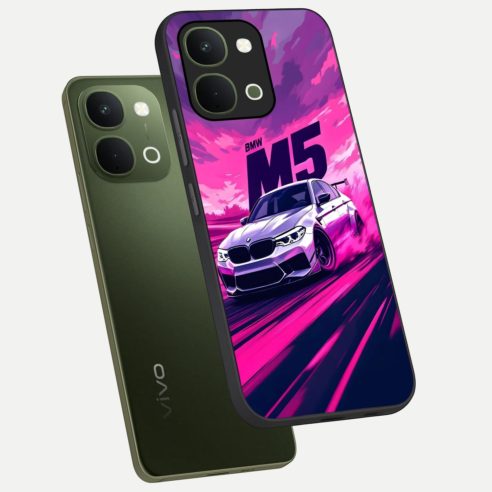 Velocity Drift Pulse Glass Case displayed in angled mockup highlighting dynamic drift design with sporty automotive aesthetic.