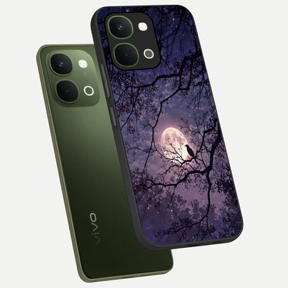Whispering Moon Silence Glass Case displayed in angled mockup highlighting calm lunar design with dreamy night aesthetic.