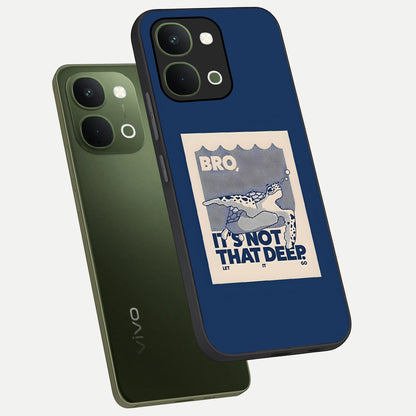 Worry Less Swim Glass Case displayed in angled mockup highlighting fun typography design with relaxed aesthetic style.