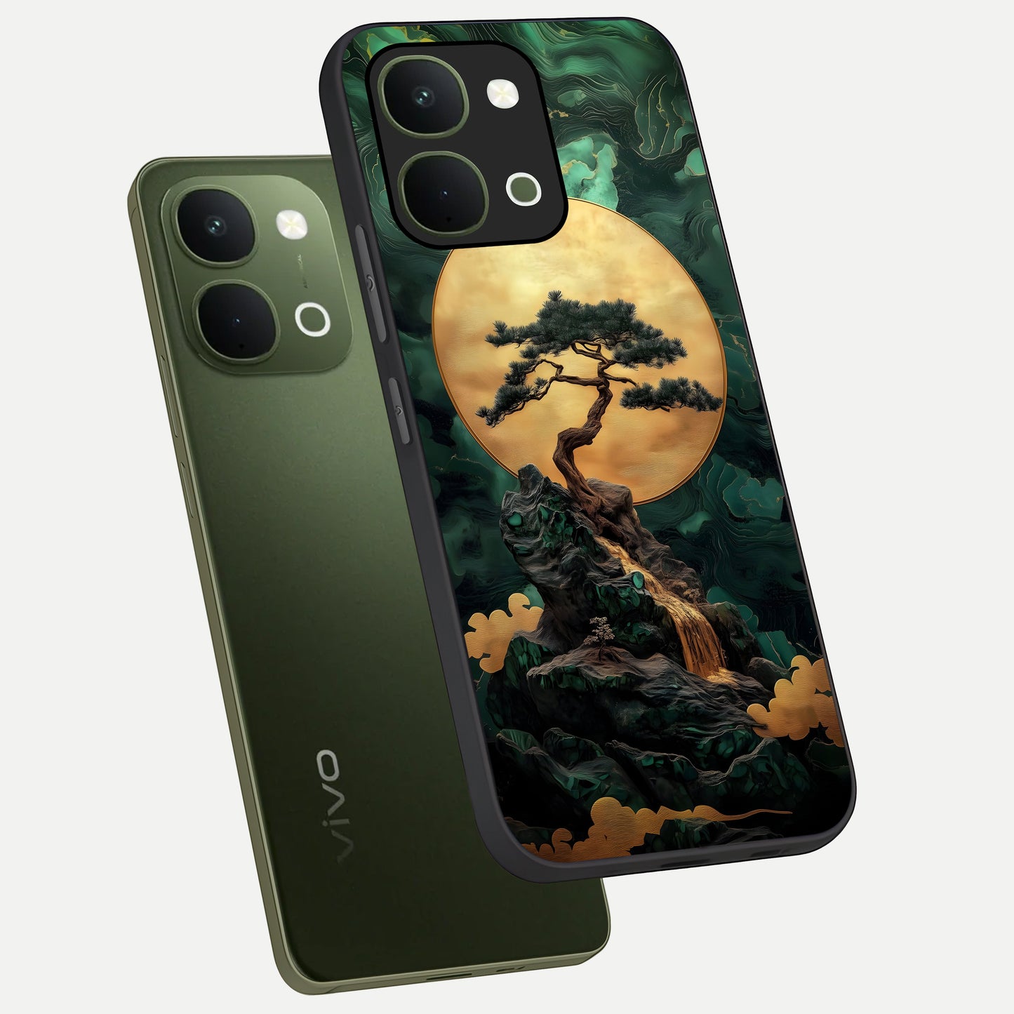 Zen Moon Rise Glass Case displayed in angled mockup highlighting peaceful lunar design with zen aesthetic style.