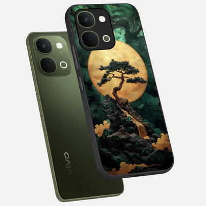 Zen Moon Rise Glass Case displayed in angled mockup highlighting peaceful lunar design with zen aesthetic style.