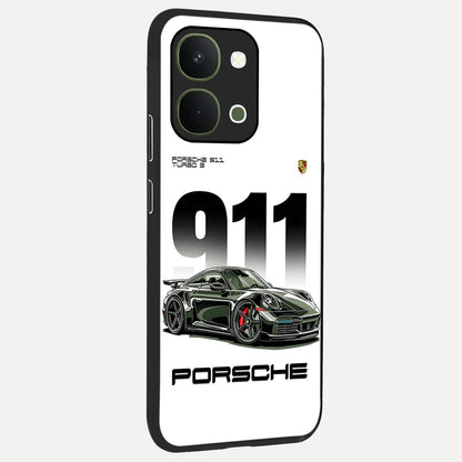 911 Turbo Dominance Glass Case upright perspective showcasing powerful racing design and modern automotive aesthetic.