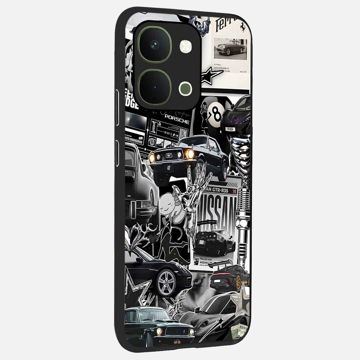 Aesthetic Dark Love Glass Case upright view showcasing dramatic romantic artwork with modern aesthetic style.