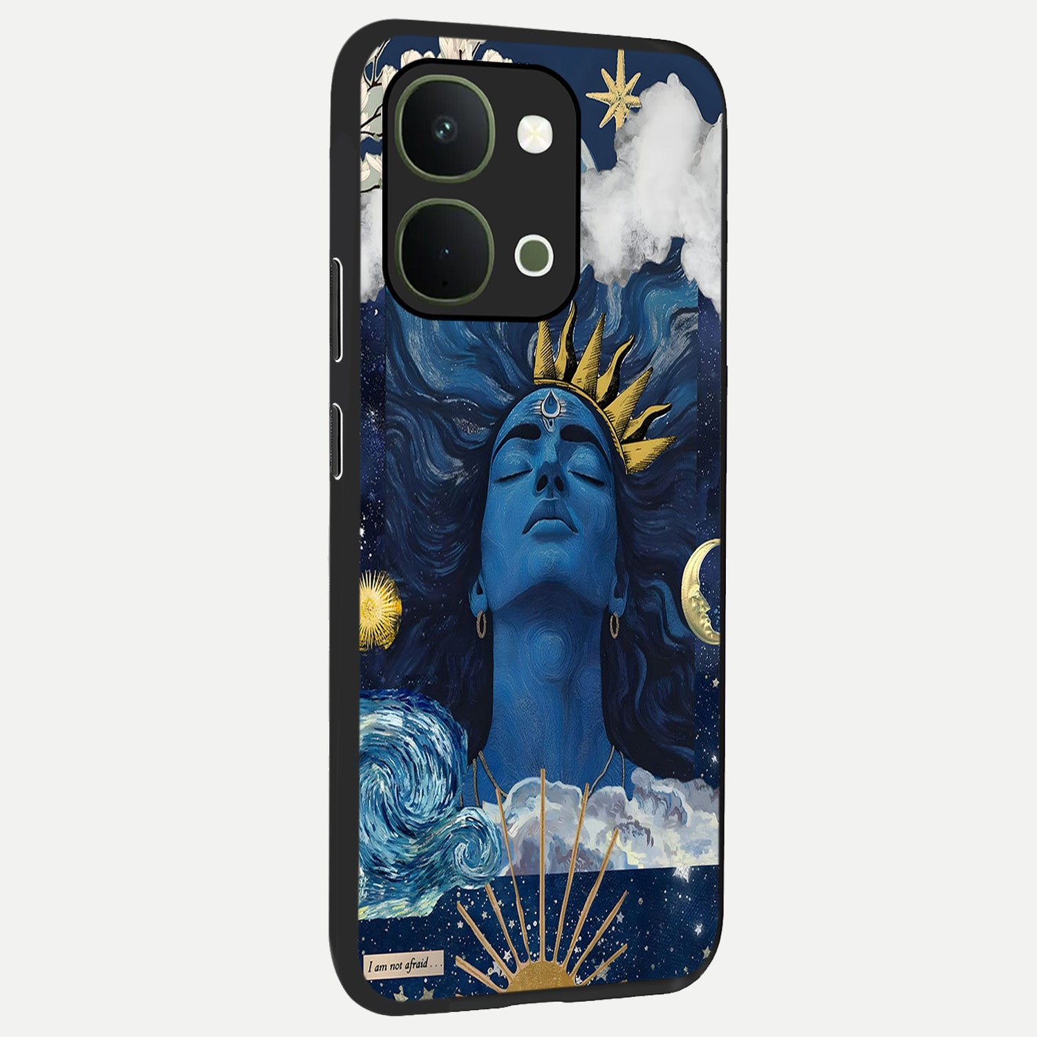 Aesthetic Lord Shiva Glass Case upright view showcasing powerful Lord Shiva artwork with devotional theme.