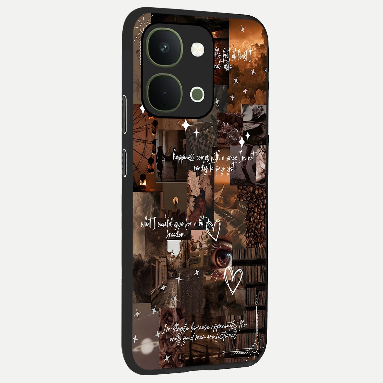 Bittersweet Aesthetic Chaos Glass Case upright view showcasing bold artistic chaos design with modern aesthetic style.