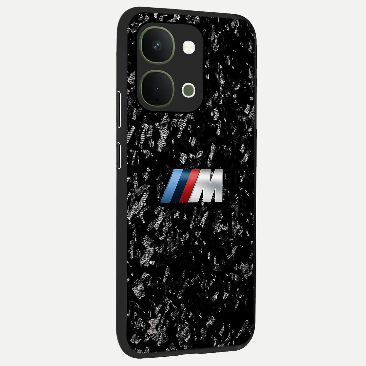 Carbon Speed Mark Glass Case upright view showcasing modern carbon speed graphic with bold automotive theme.