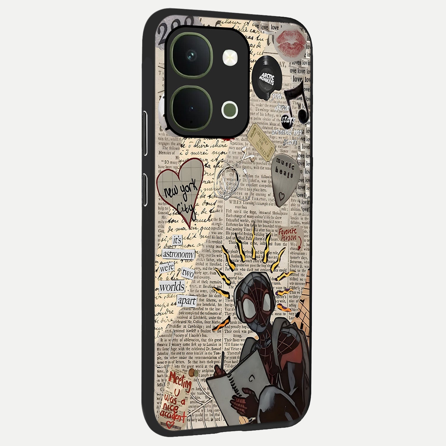City Dream Sketch Glass Case upright view showcasing urban skyline artwork with stylish hand drawn design.