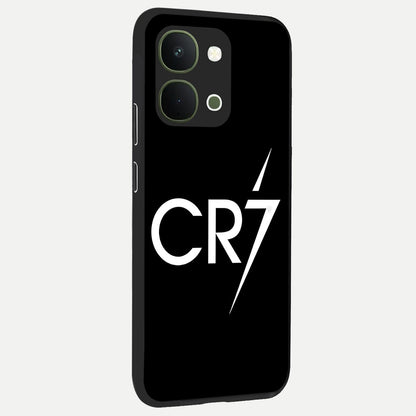 Cr7 Elite Strike Glass Case upright view showcasing energetic football inspired design with modern sports aesthetic.