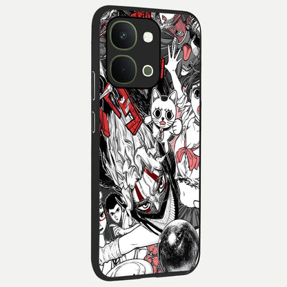 Crimson Chaos Panel Glass Case upright view showcasing intense crimson artwork with dramatic aesthetic style.