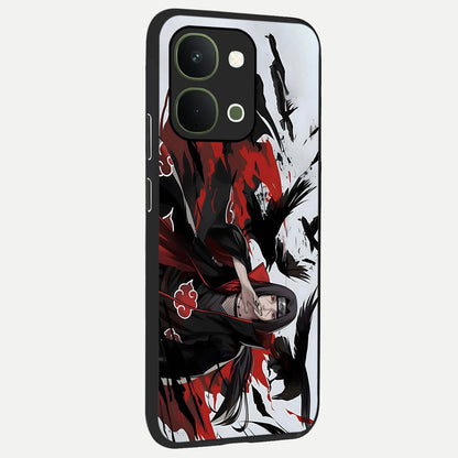 Crimson Crow Illusion Glass Case upright view showcasing striking crow illusion artwork with intense crimson theme.