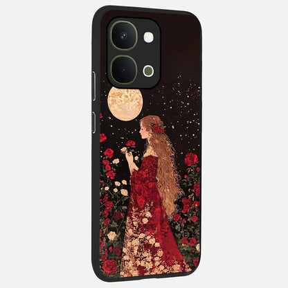 Crimson Dreams Glass Case upright view showcasing dreamy red toned artwork with modern aesthetic style.