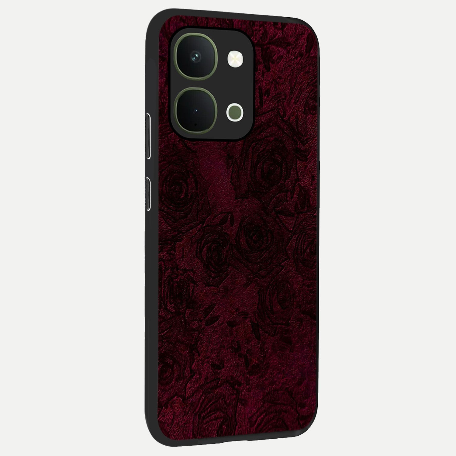Crimson Fade Flow Glass Case upright view showcasing dynamic crimson flow artwork with stylish abstract theme.
