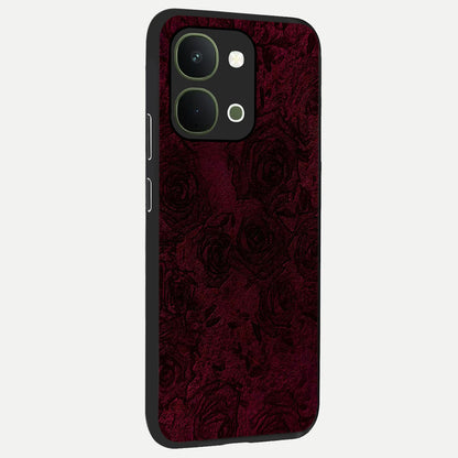 Crimson Fade Flow Glass Case upright view showcasing dynamic crimson flow artwork with stylish abstract theme.