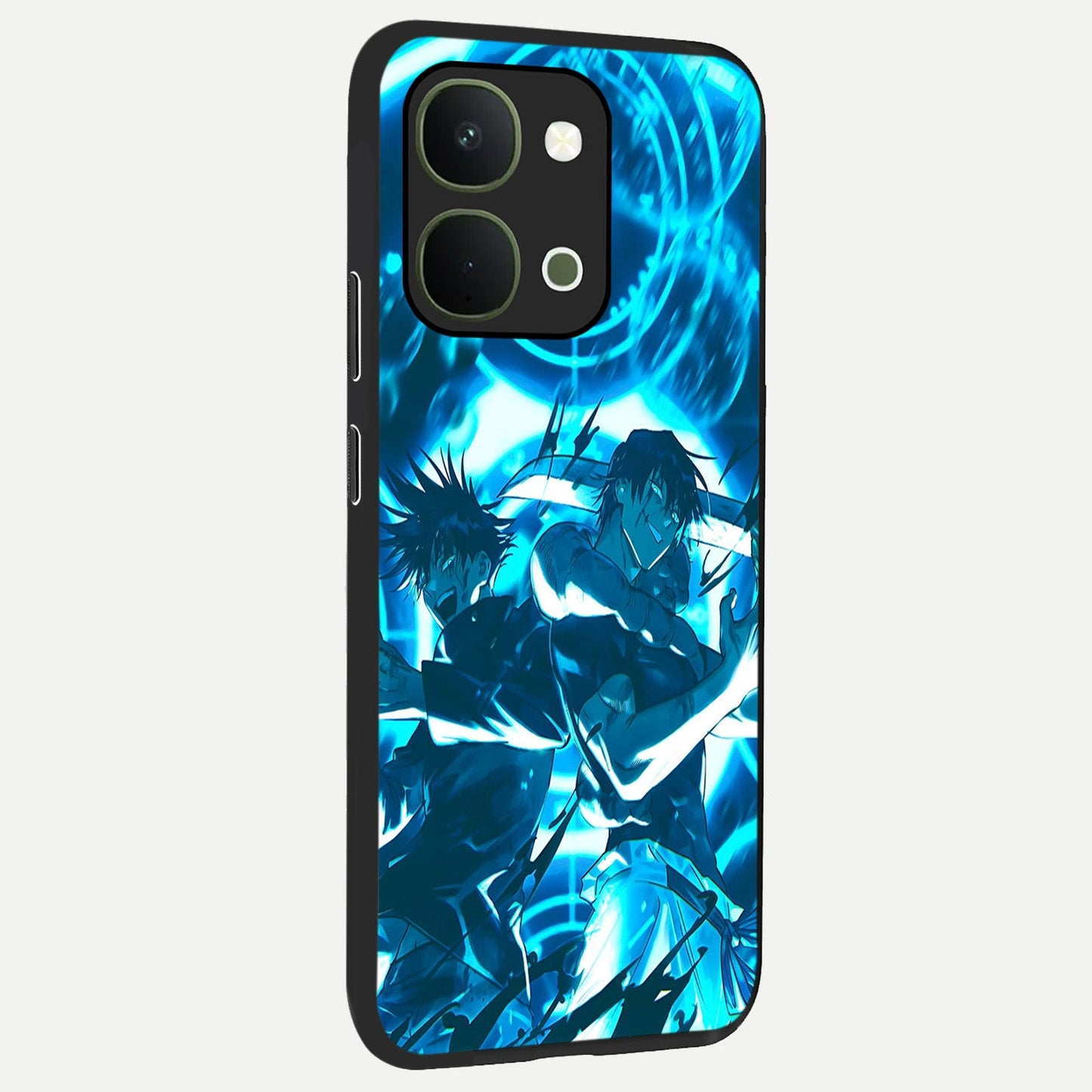 Cursed Energy Clash Glass Case upright view showcasing dramatic clash artwork with bold supernatural theme.
