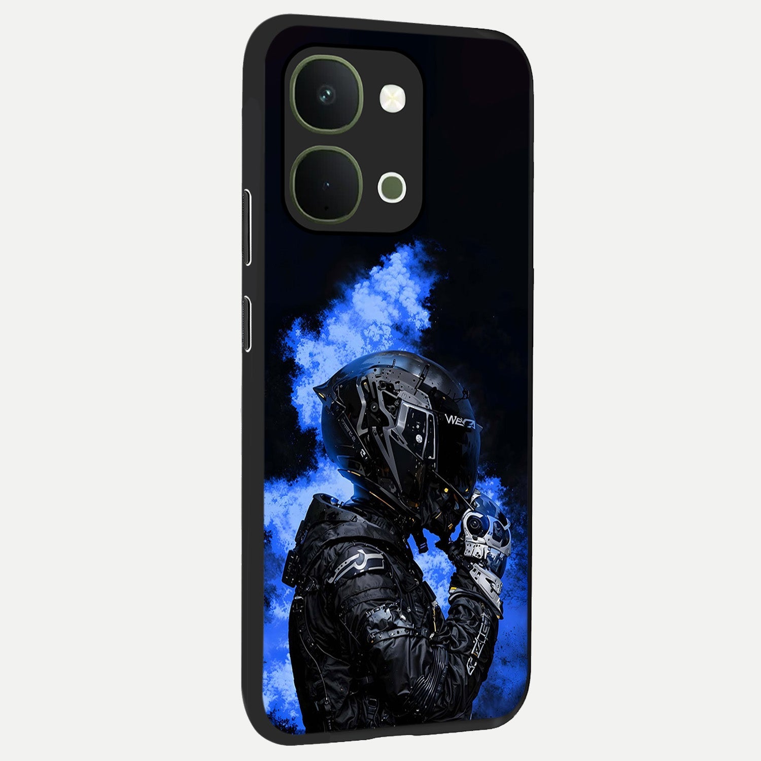 Cyber Sentinel Protocol Glass Case upright view showcasing advanced cyber sentinel artwork with futuristic tech theme.
