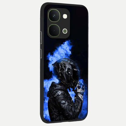 Cyber Sentinel Protocol Glass Case upright view showcasing advanced cyber sentinel artwork with futuristic tech theme.