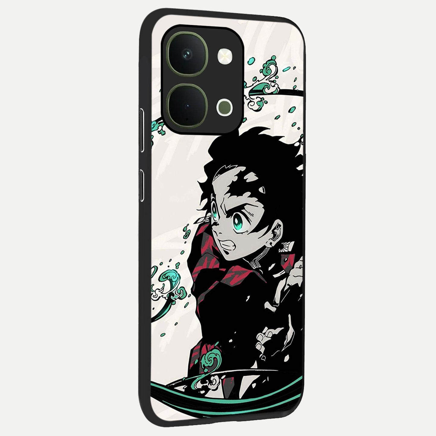 Demon Slayer Glass Case upright view showcasing powerful anime artwork with intense warrior theme.