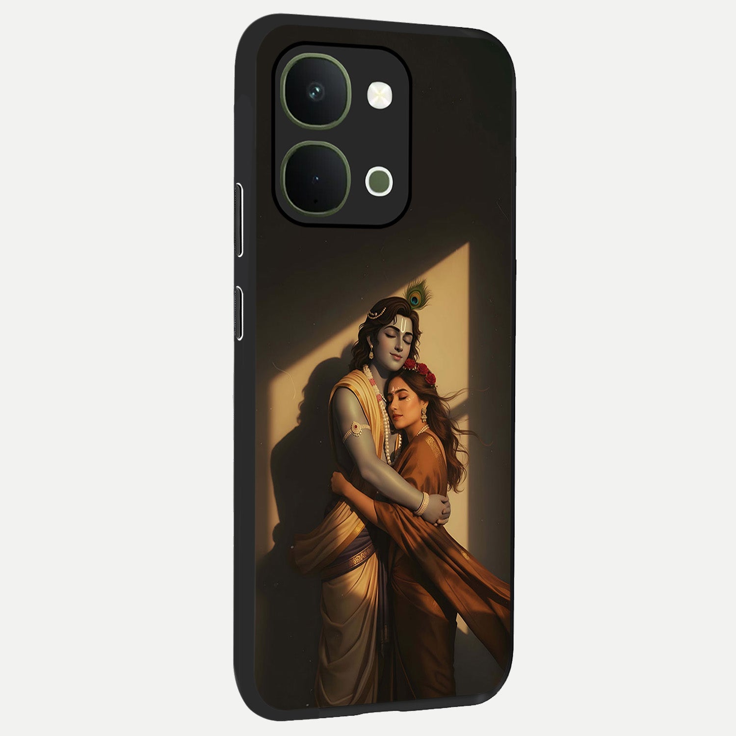 Divine Eternal Love Glass Case upright view showcasing graceful spiritual artwork with eternal love theme.
