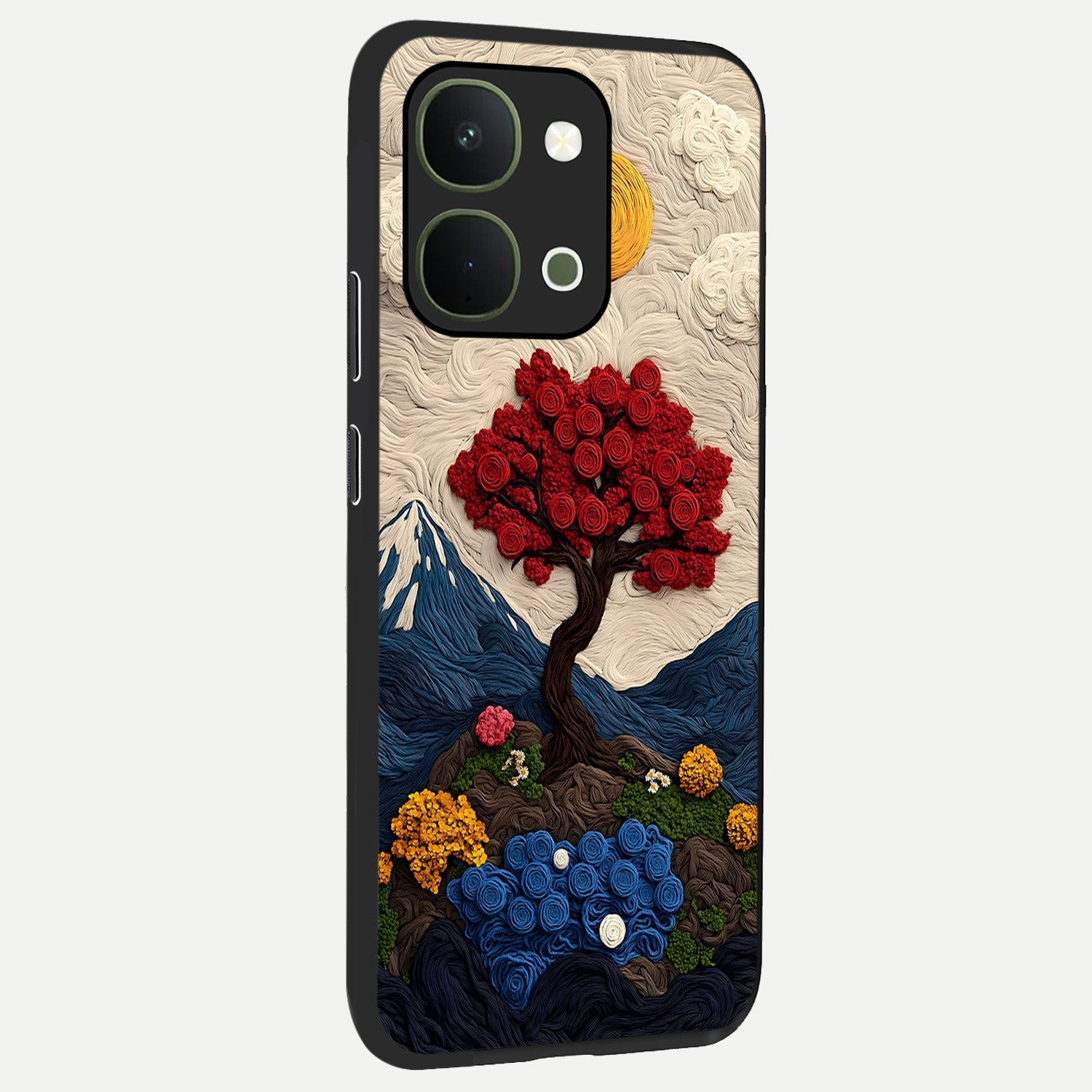 Eternal Nature Tapestry Glass Case upright view showcasing elegant nature tapestry design with decorative style.