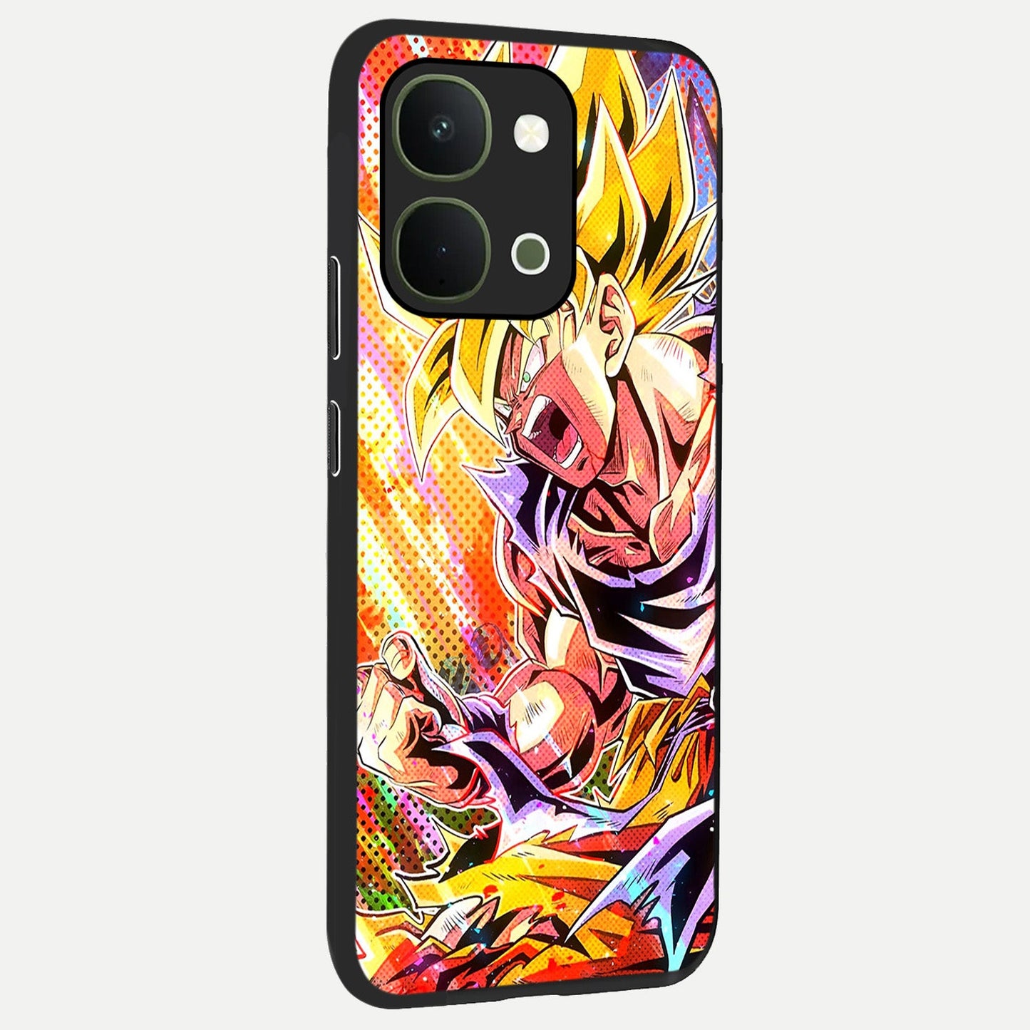 Firing Goku Glass Case upright view showcasing energetic anime artwork with bold warrior theme.