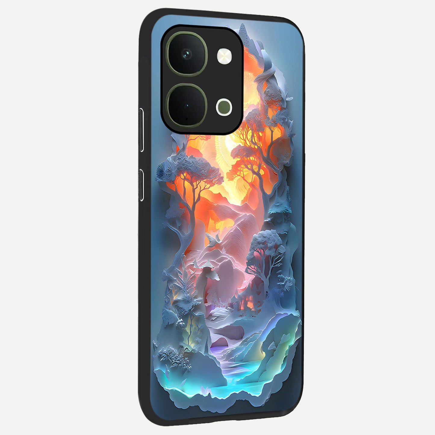 Glow Forest Portal Glass Case upright view showcasing enchanted forest portal artwork with fantasy nature theme.