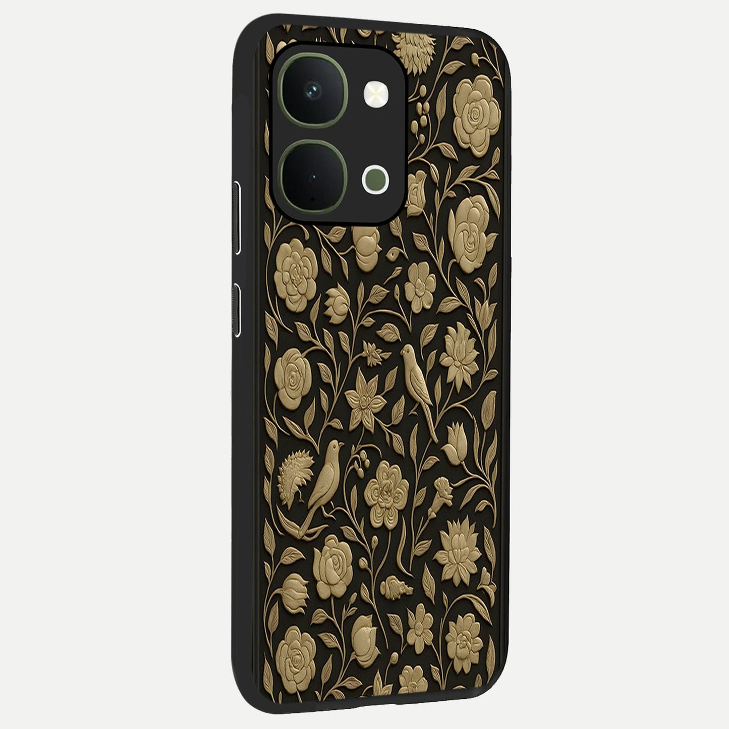 Golden Evil Eye Mandala Glass Case upright view showcasing decorative evil eye mandala artwork with spiritual aesthetic style.